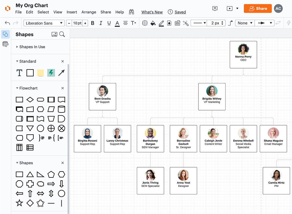 Organizational Chart Creation | Lucidchart Organizational chart built in Lucidchart