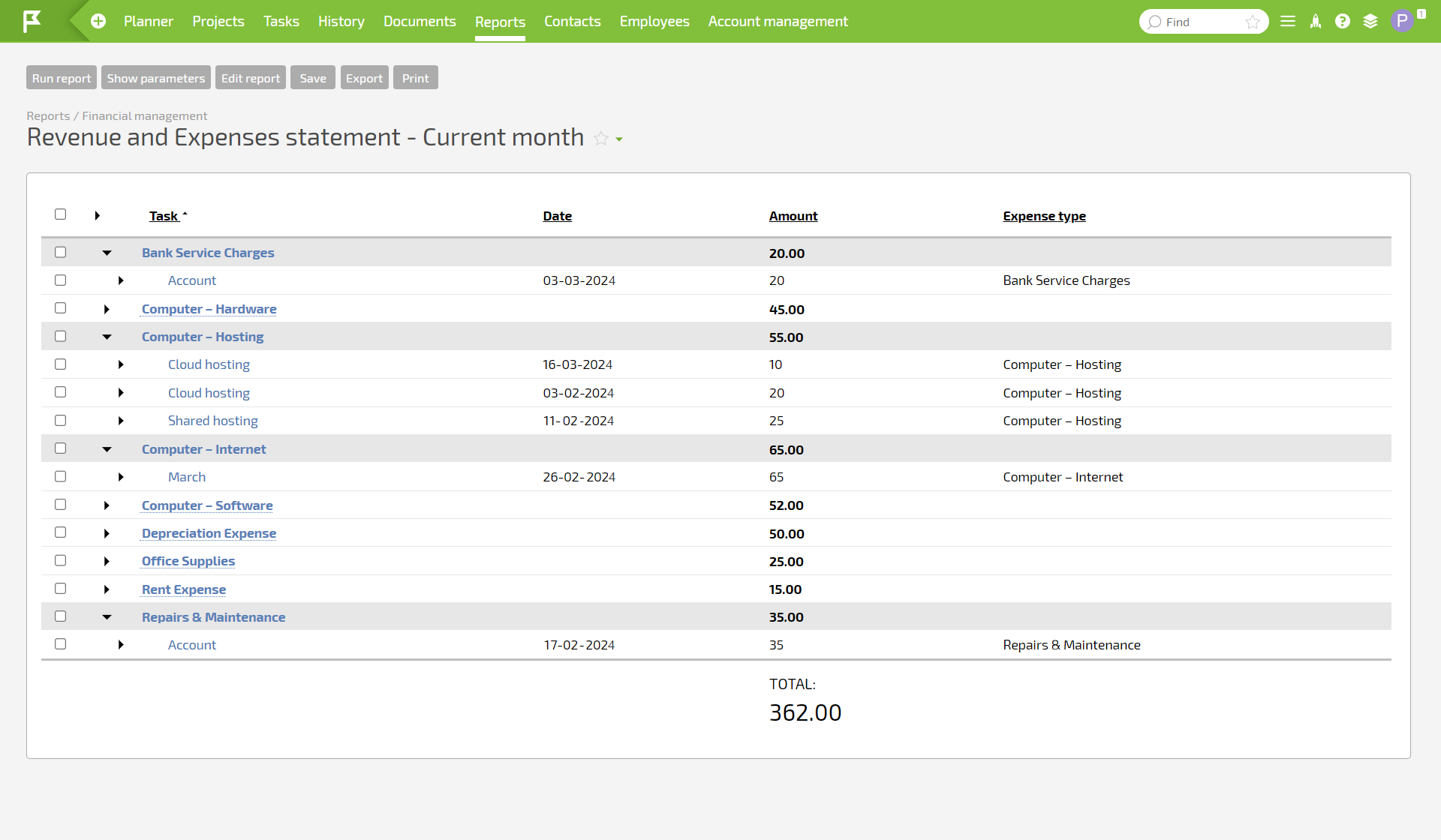 Reports in Planfix