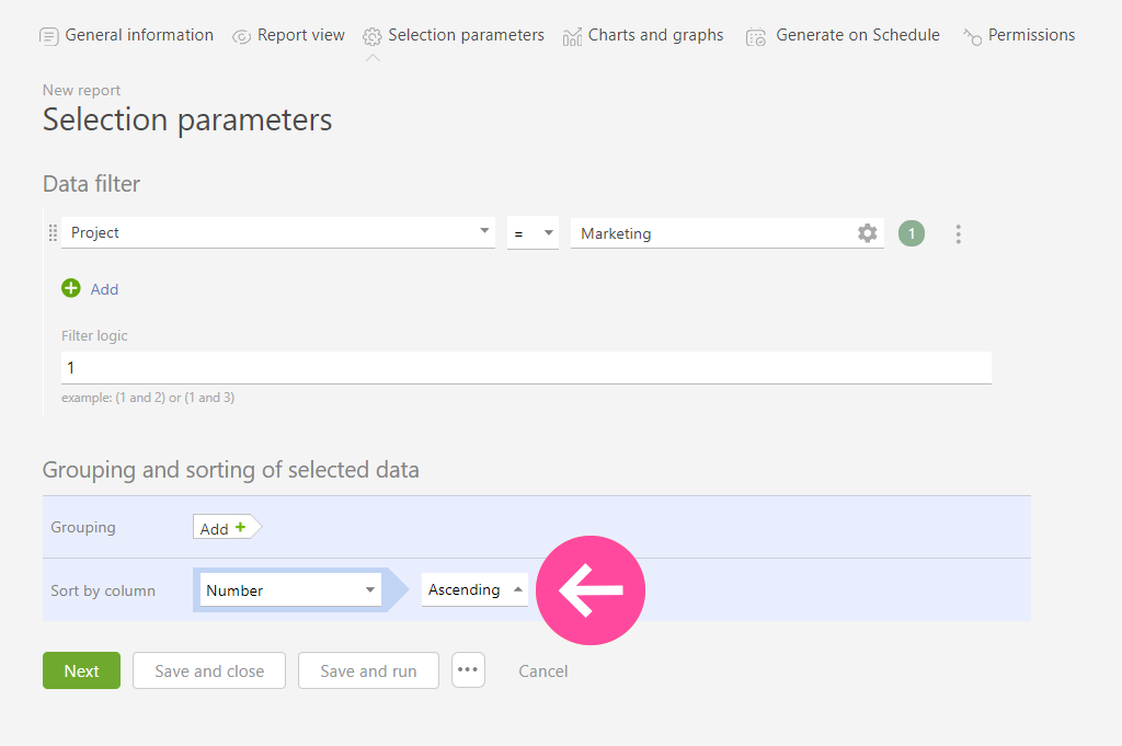 Customizing Data Sorting in the Report | Planfix Customizing Data Sorting in the Report