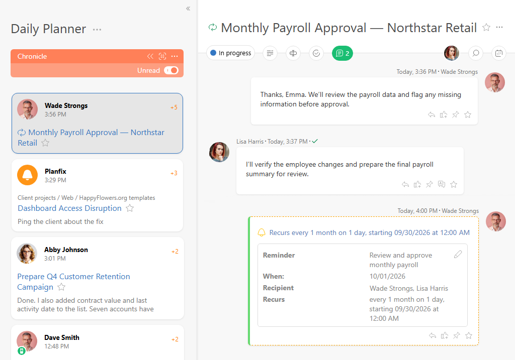 Recurring Task Reminders | Planfix Recurring Task Reminders in Planfix