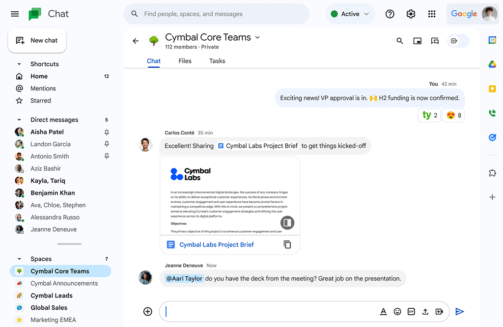 Google сhat space in Google Workspace