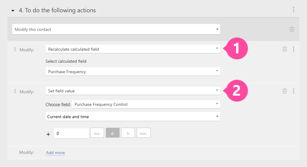 Actions for the Second Scenario | Planfix Actions for the Second Scenario