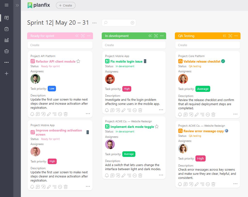 Custom Task Sprint in Planfix