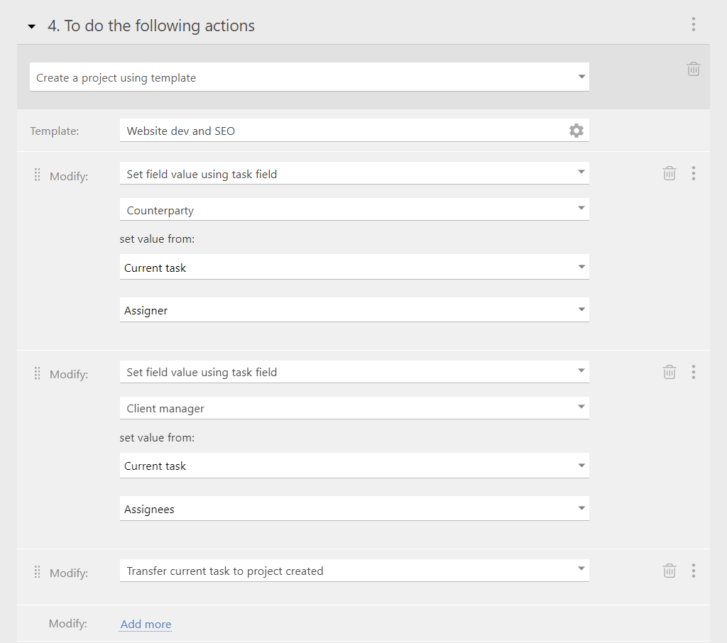 Set up automation | Planfix Set up automation