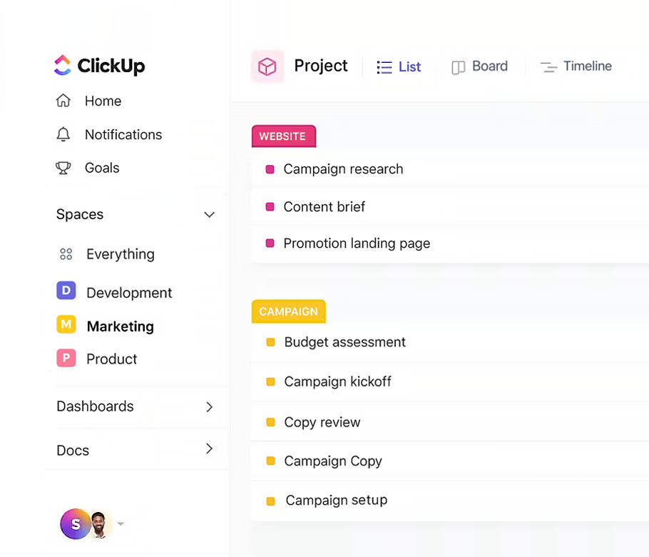 ClickUp Features — Planfix vs ClickUp
