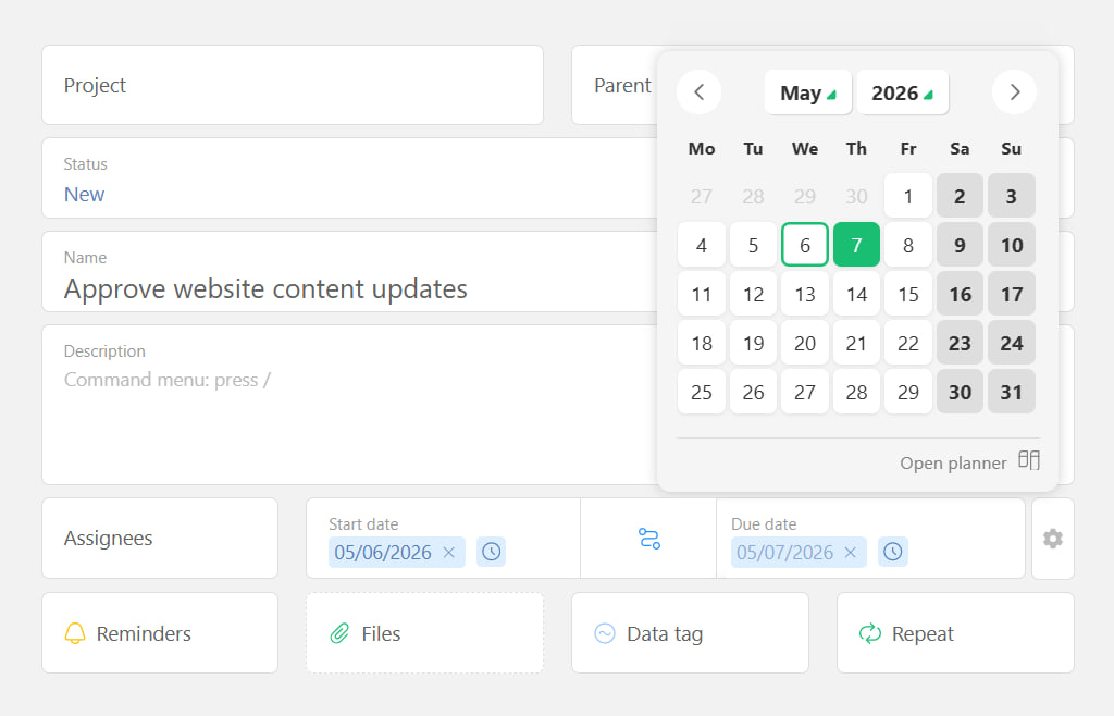 Simplified Task Scheduling in Planfix