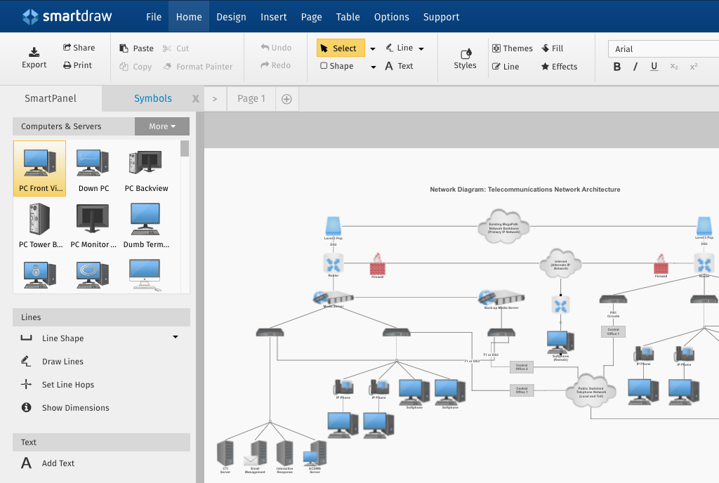 Network Architecture Diagram | SmartDraw Network Architecture Diagram in SmartDraw