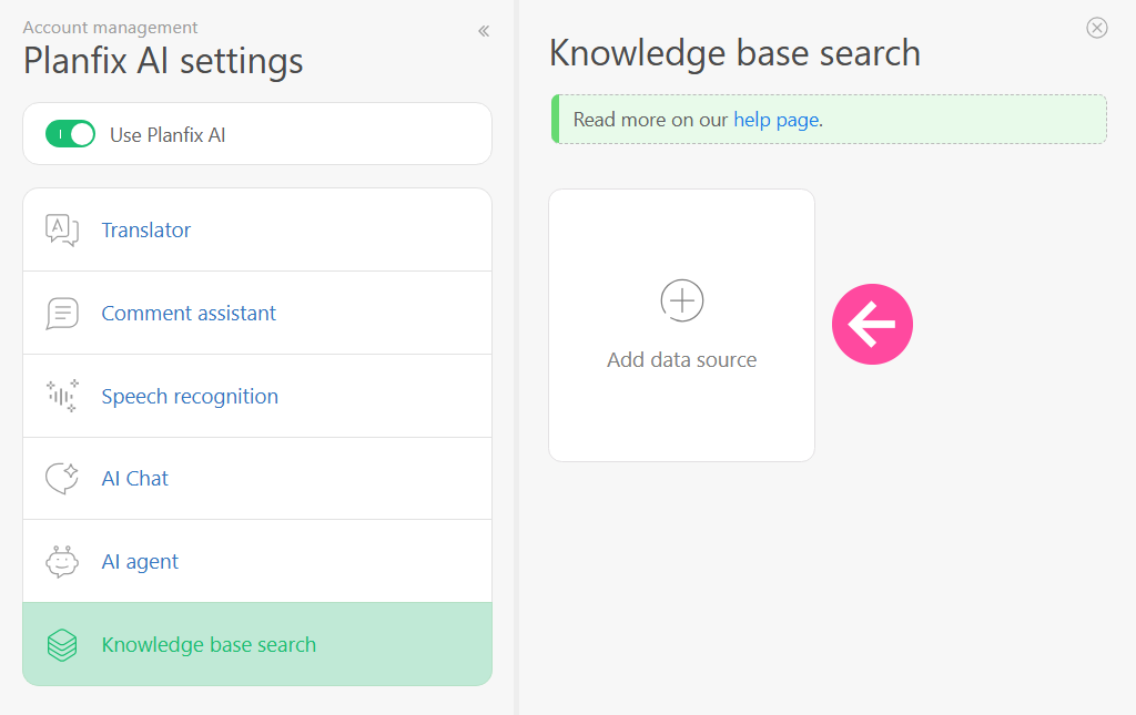 Knowledge base setup and document upload in Planfix | Planfix Planfix knowledge base setup and document upload process