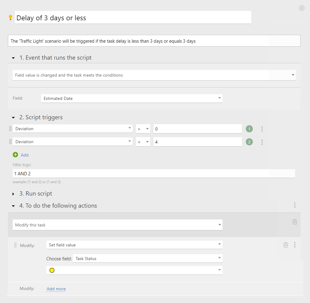 Automatic Script With a Delay Time of up to 3 Days | Planfix Automatic Script With a Delay Time of up to 3 Days