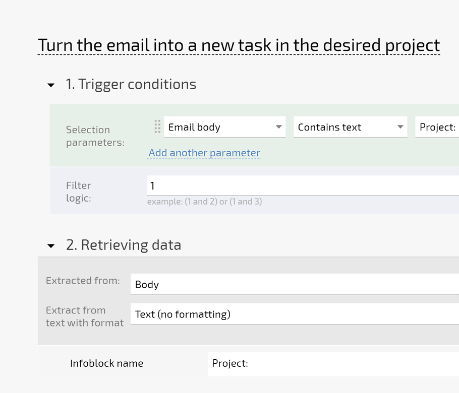 Правила создания задач по электронной почте Planfix CRM and Project Management System