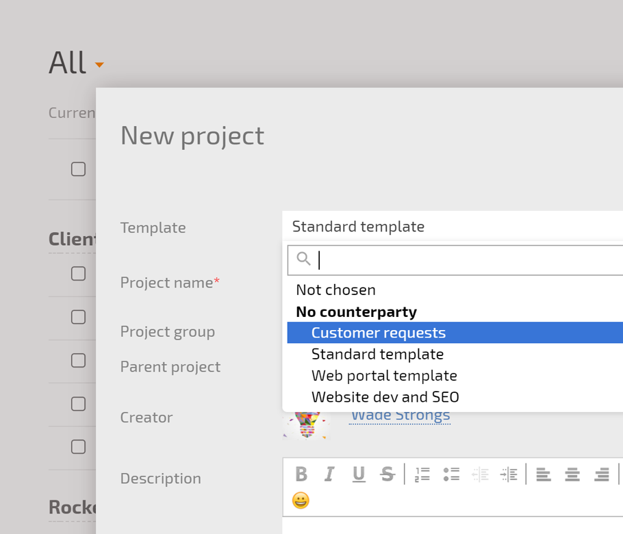 Șabloane de Proiect Planfix CRM and Project Management System