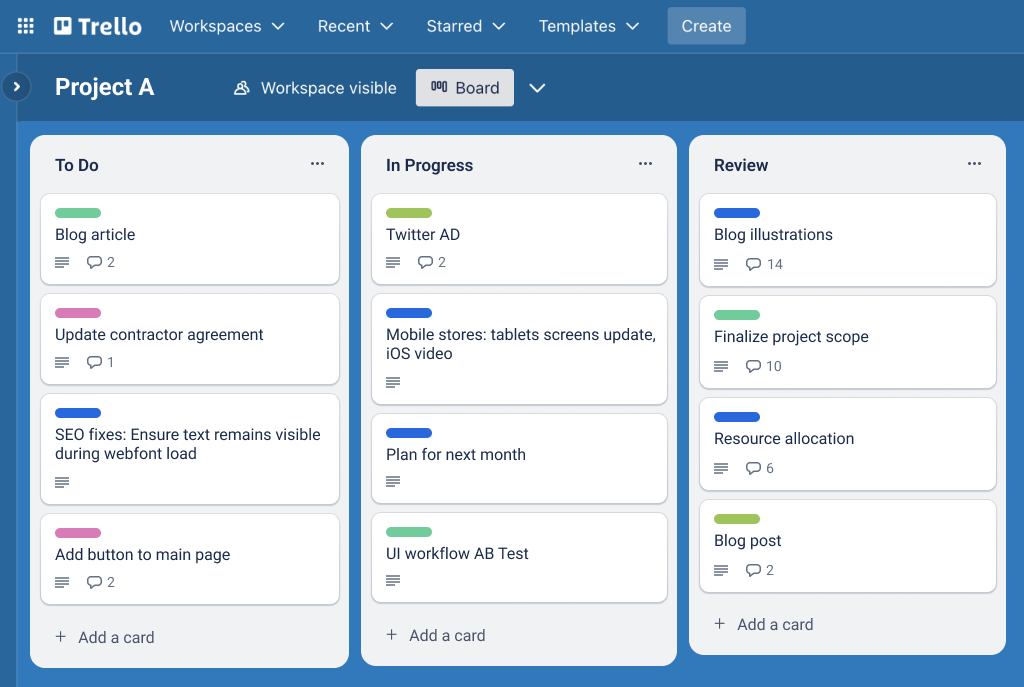 Trello Project Board View