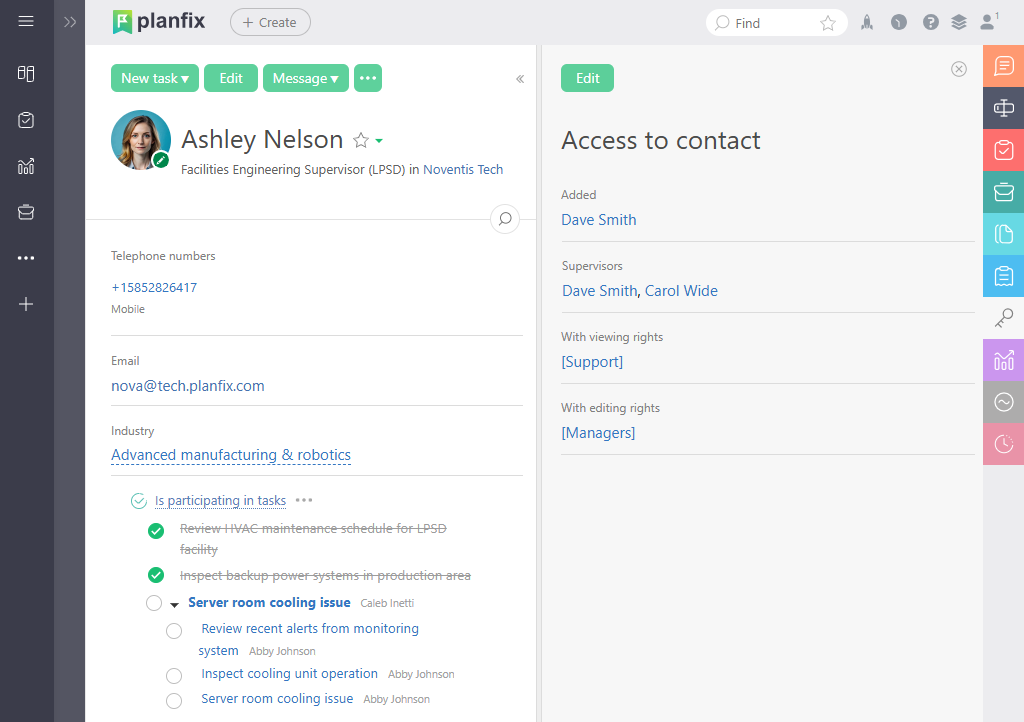 Setting Up Access to Contact | Planfix Setting Up Access to Contact in Planfix