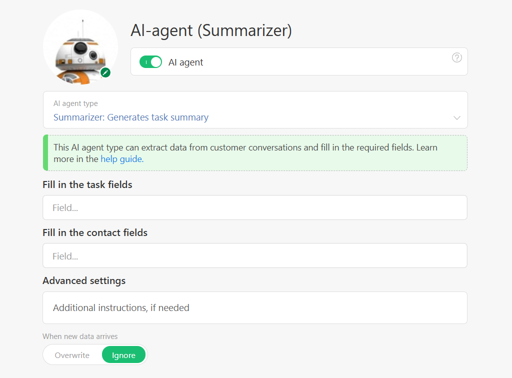 Setting Up the Summarizer AI Agent | Planfix Setting Up the Summarizer AI Agent
