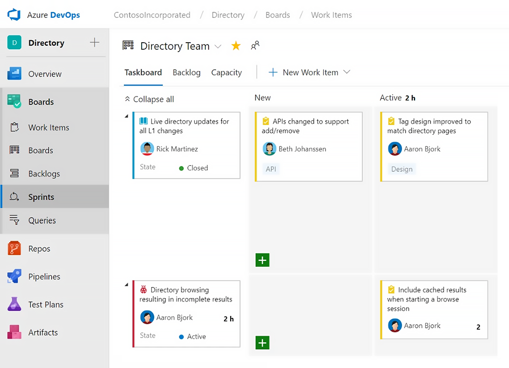 Sprint Taskboard in Azure DevOps 