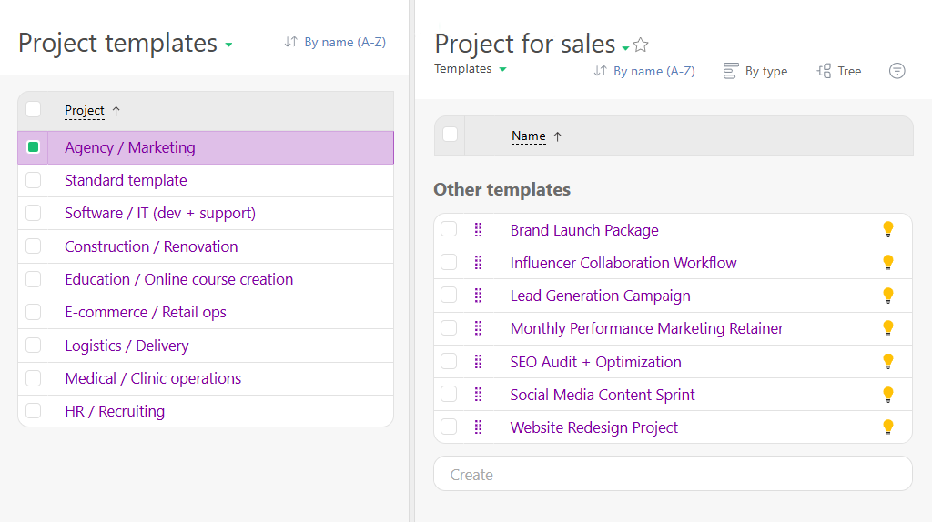 Project templates | Planfix Project templates in Planfix