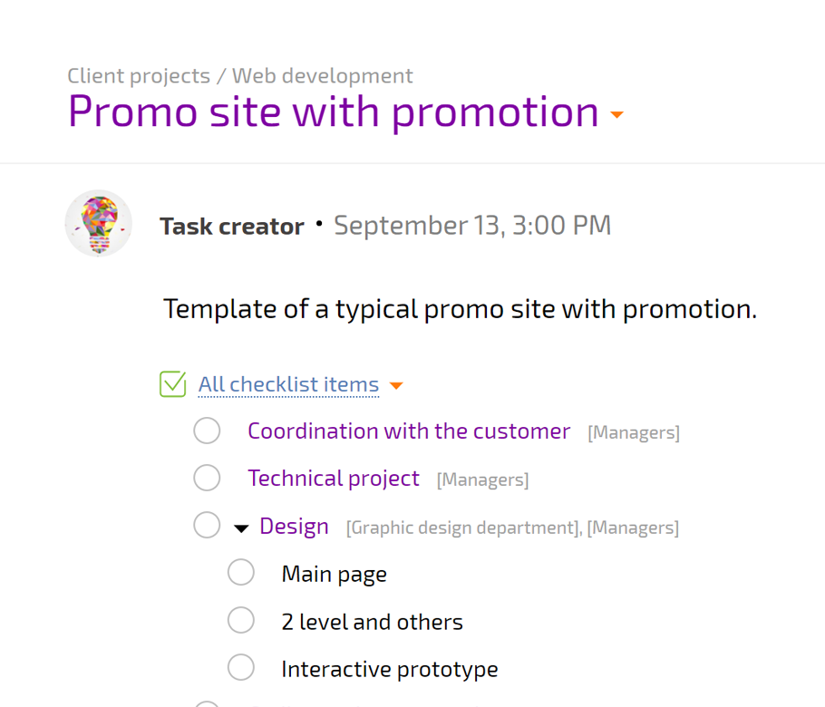 Task Templates Planfix CRM and Project Management System