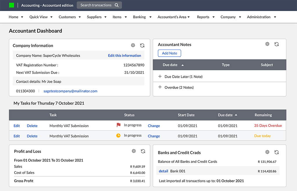 Accounting Performance Overview | Sage Accounting Performance Overview in Sage