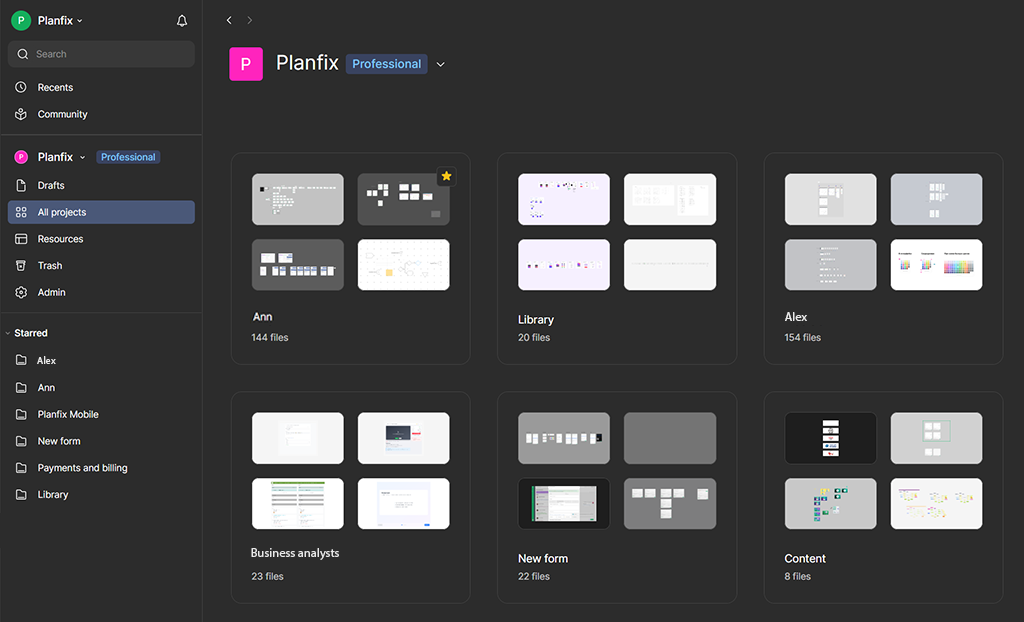  Projects overview in Figma