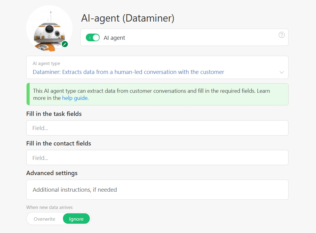 Up the Dataminer AI Agent | Planfix Setting Up the Dataminer AI Agent