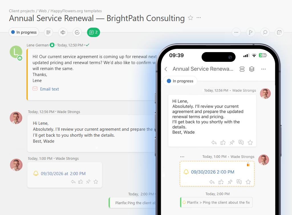 Task Reminders and Deadline Management | Planfix Task Reminders and Deadline Management in Planfix