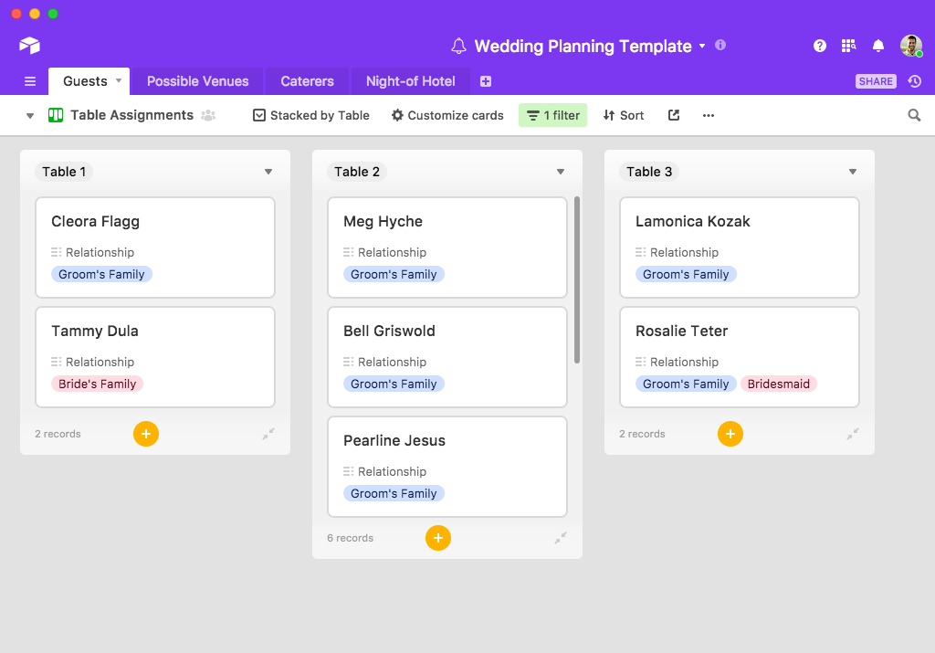 Wedding Seating Chart in Airtable