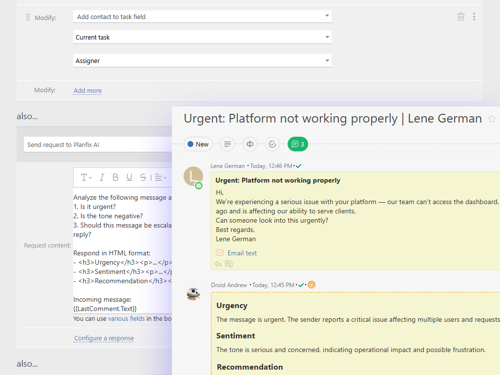 Setting up Automated Response Triggering | Planfix AI Setting up Automated Response Triggering with Planfix AI