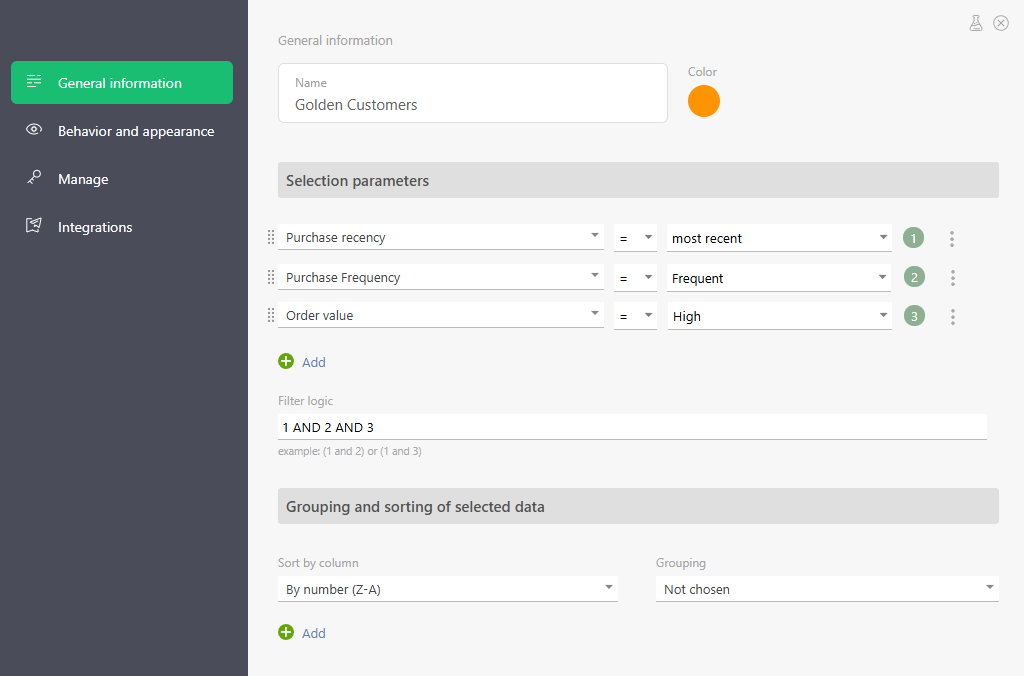 Setting up a Filter to Identify Golden Clients | Planfix Setting up a Filter to Identify Golden Clients