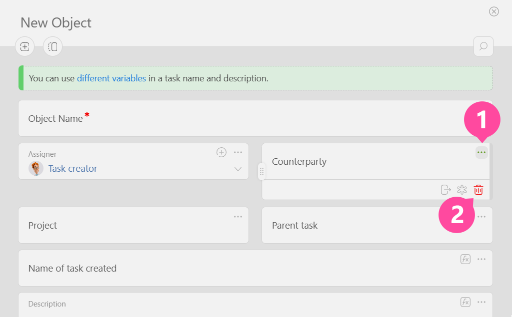 Object Card Customization | Planfix Customizing an Object Card
