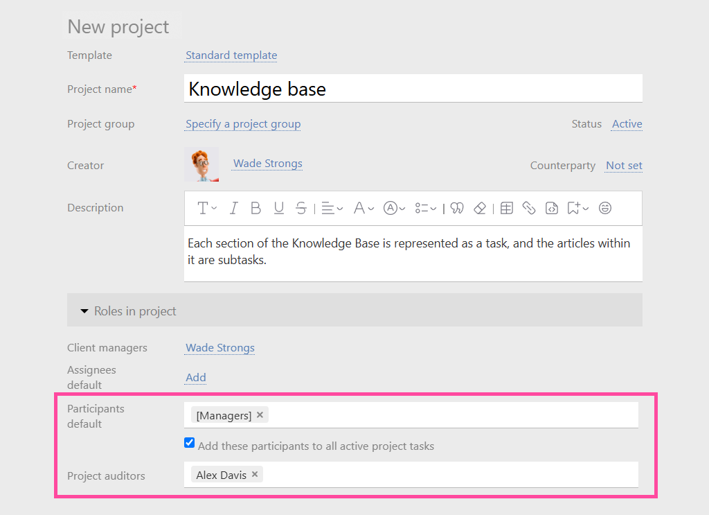 Specifying Roles for Accessing the Knowledge Base | Planfix Specifying Roles for Accessing the Knowledge Base