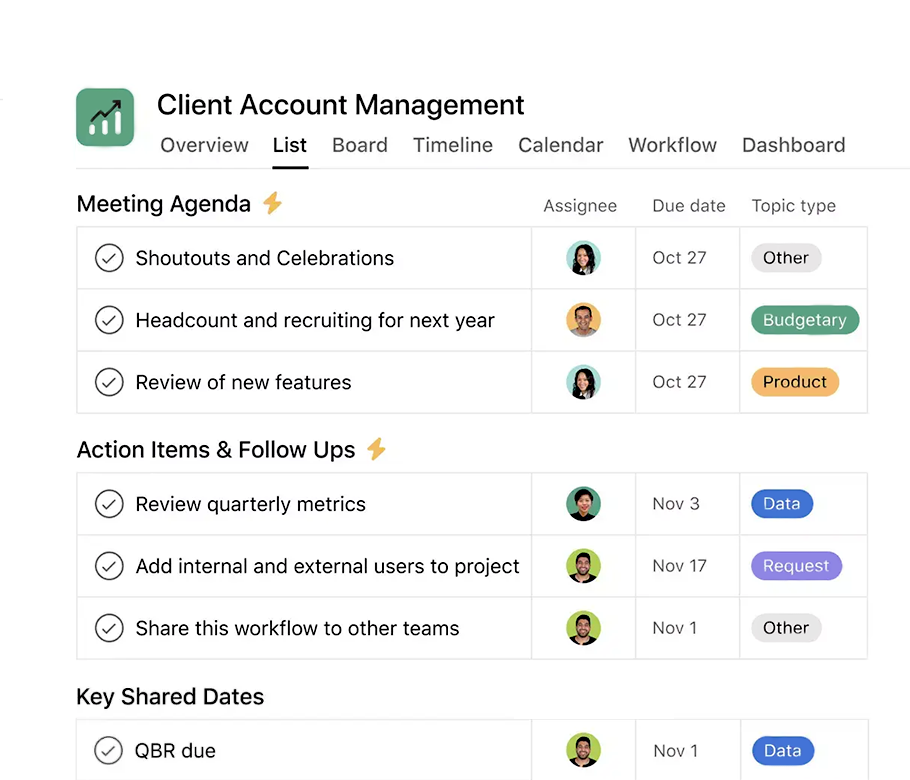 Asana Features  — Planfix vs Asana