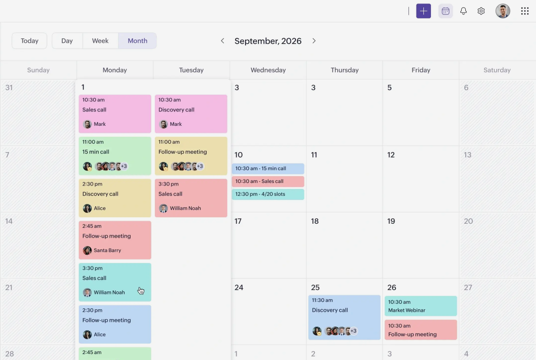 Calendar in Zoho 