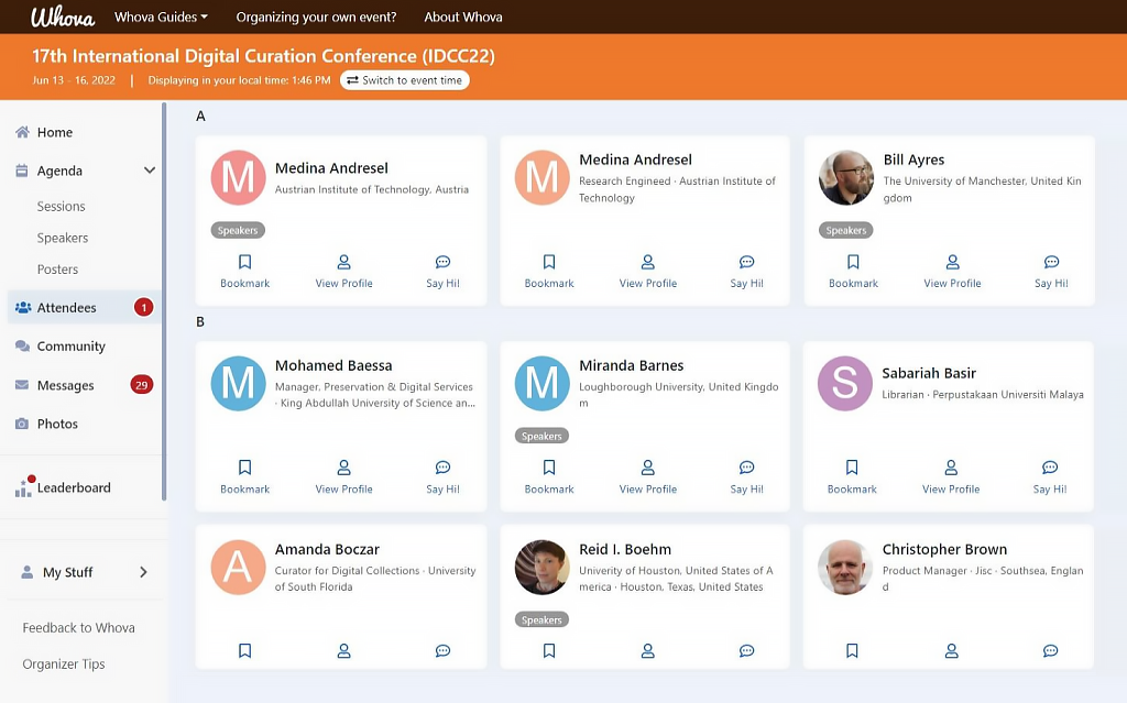 Event Attendees List in Whova