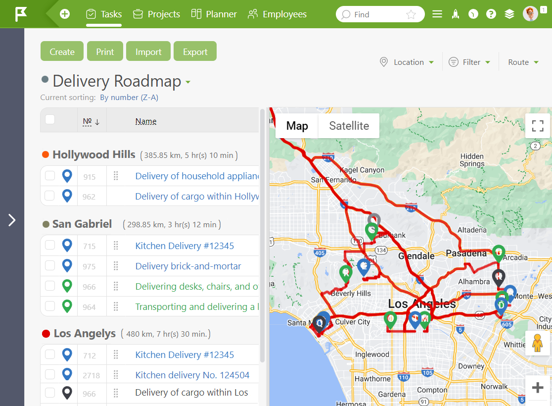 Set Routes within One Districts | Planfix Set Routes within One Districts