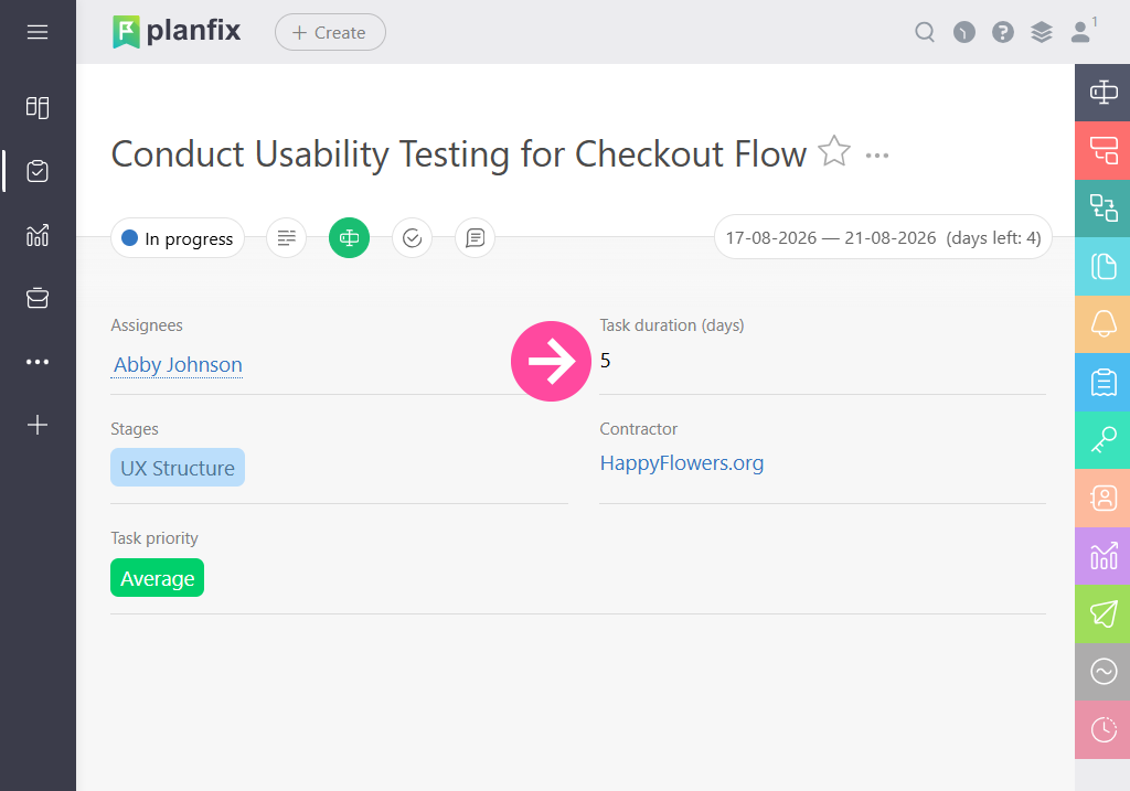 Custom Task Duration Field in Planfix
