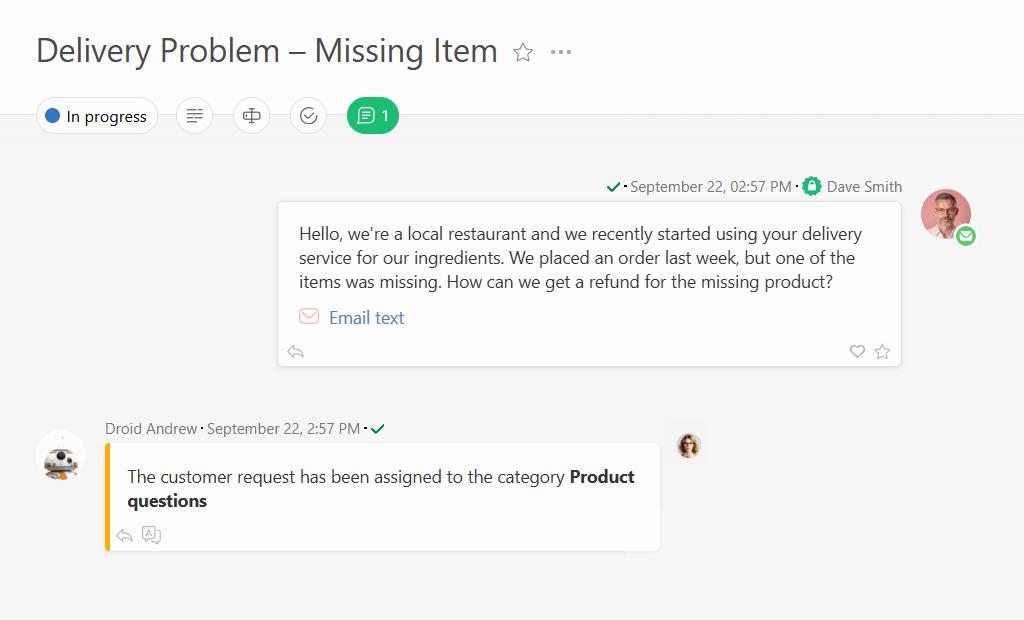 AI Email Sorting in Planfix
