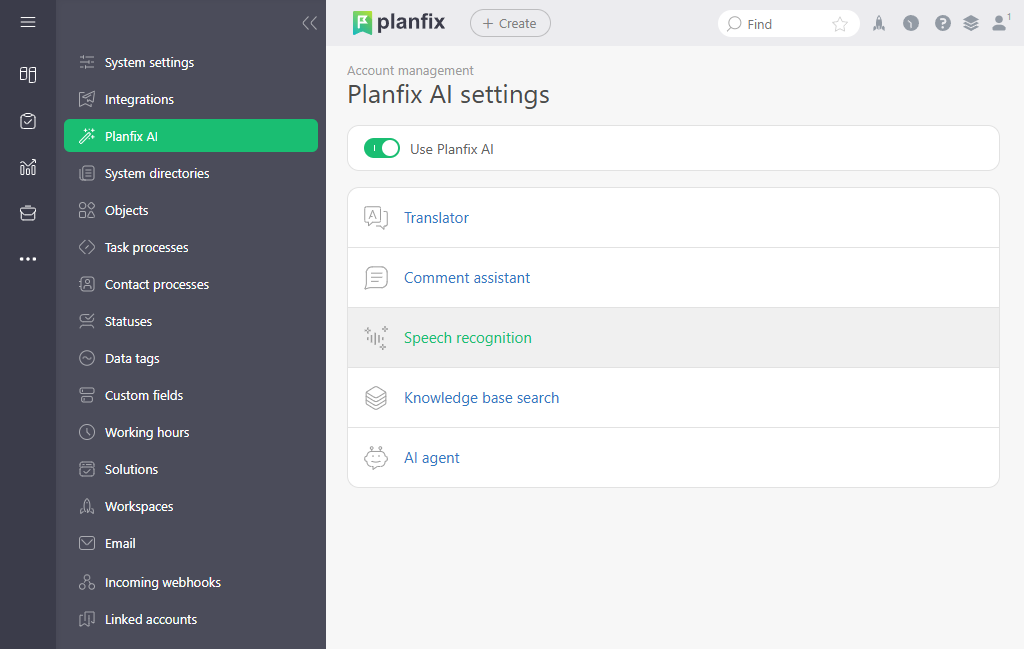 Speech Recognition Settings Speech Recognition Settings