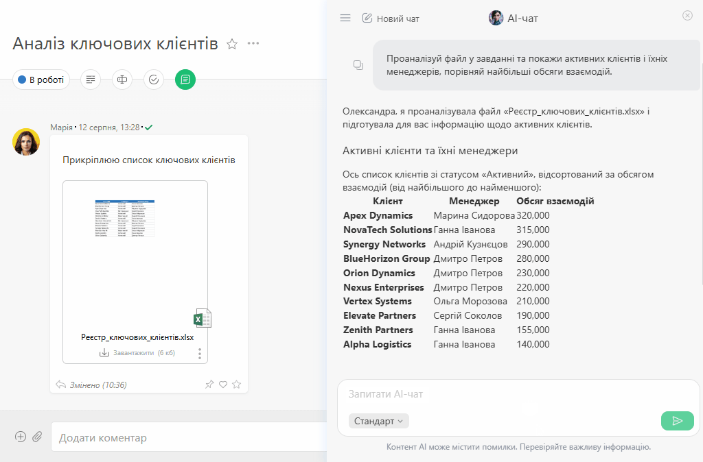 AI-аналіз таблиці в картці завдання