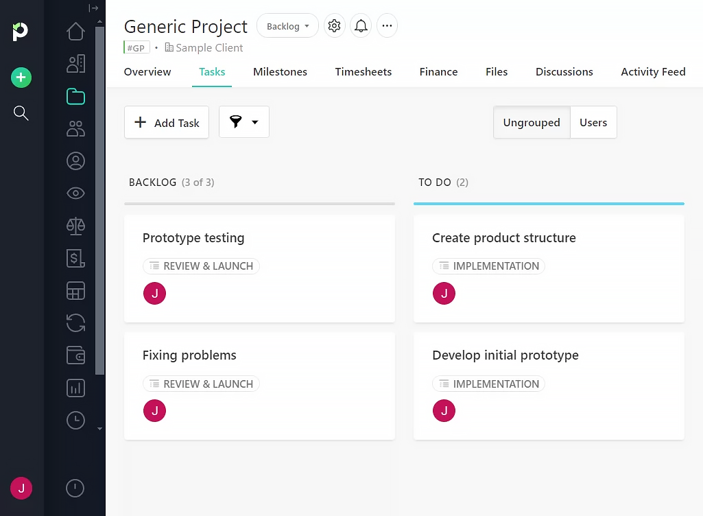 Paymo generic project task board