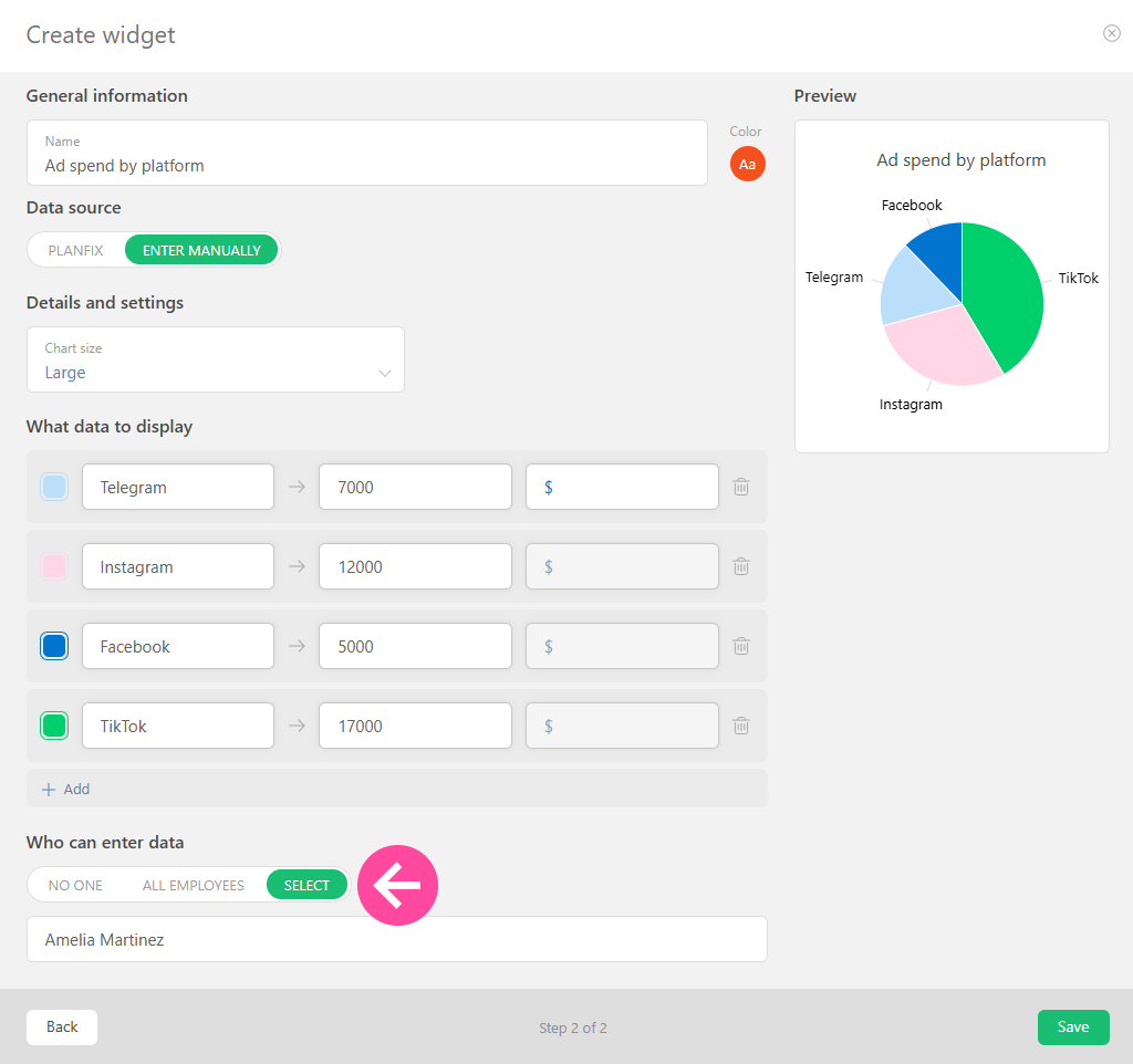 Manual data entry for ad spend shown using a widget | Panfix Manual data entry for ad spend shown using a Panfix widget