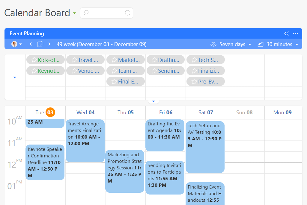 Calendar | Planfix Calendar in Planfix