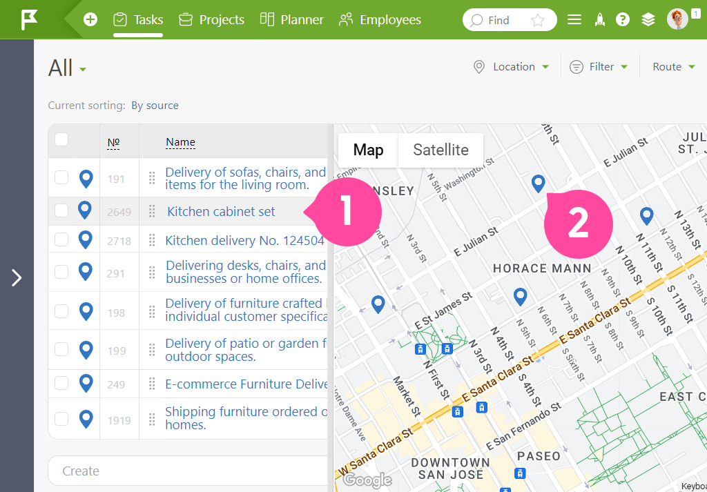 Click on the Map to See the Tacks’ Names | Planfix Click on the Map to See the Tacks’ Names